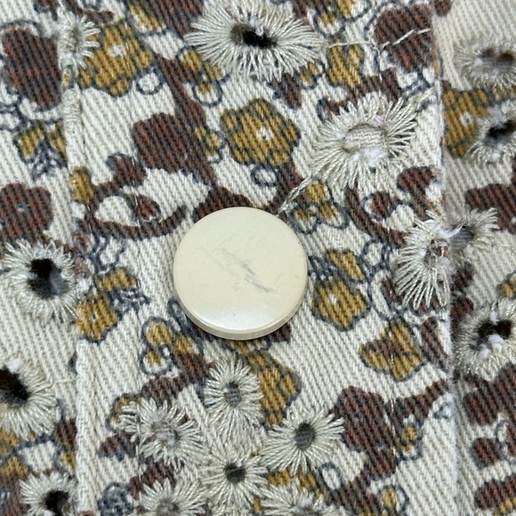 Solitaire Floral Print Allover Eyelets Snap Front Crop Jacket XL Dolman Sleeves - Picture 13 of 14